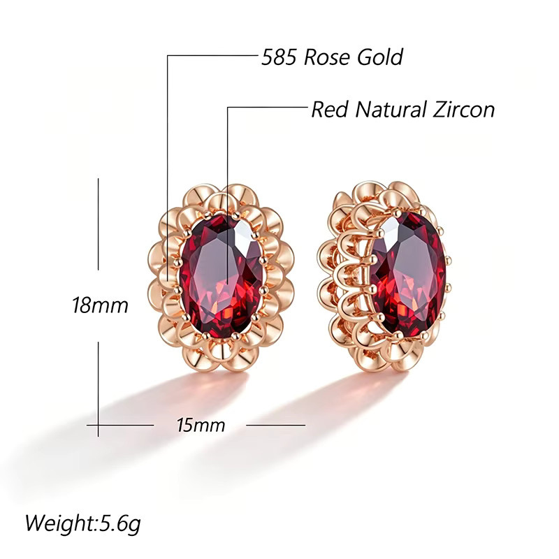 Kinel Ohrringe, 585 Roségoldfarben, rote Zirkon, Damen - Bild 2