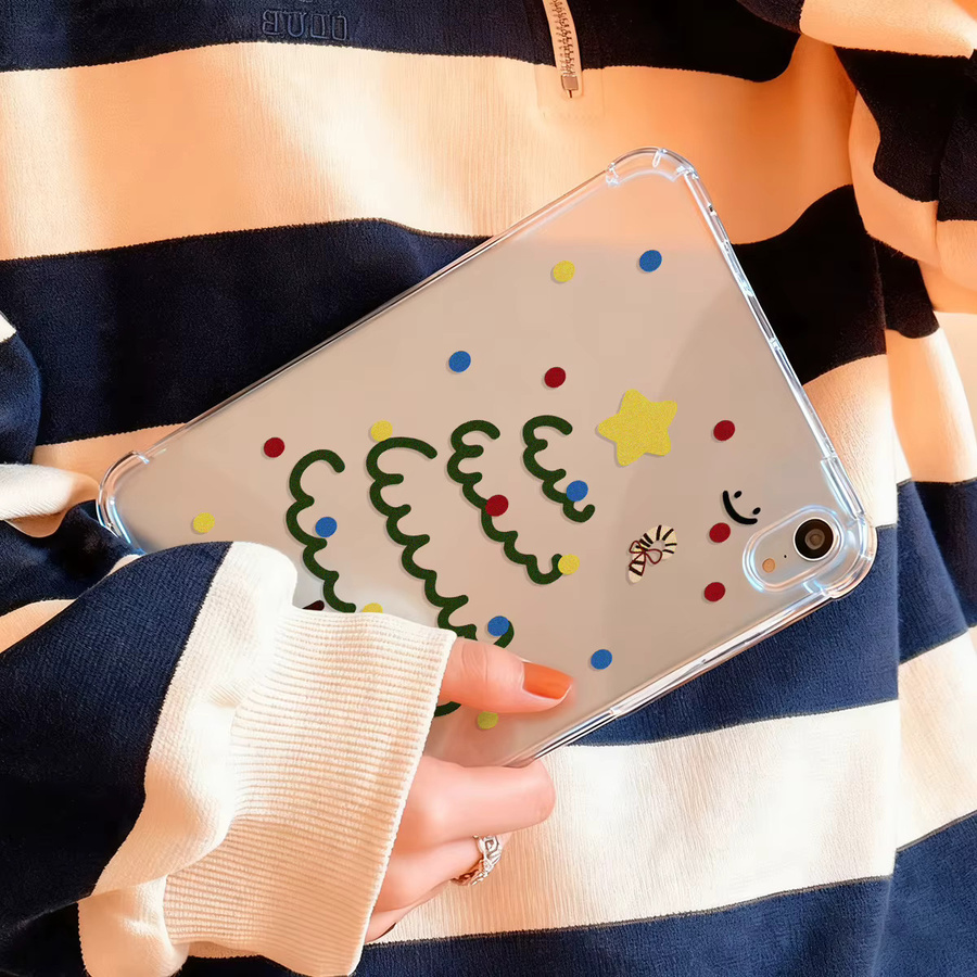 Transparente Silikon Schutzhülle mit Weihnachtsbaum Motiv für Samsung Galaxy Tab A9 Plus, S10, S9 FE Plus, S7 FE, S8 FE, S6 Lite und A11 - Bild 2