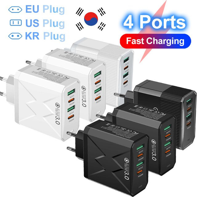 GUSEYEE 4-Port Schnellladegerät mit 2 USB-A und 2 USB-C PD Anschlüssen für iPhone 16 Pro Max, Xiaomi 14 und OnePlus als Reiseadapter - Bild 1