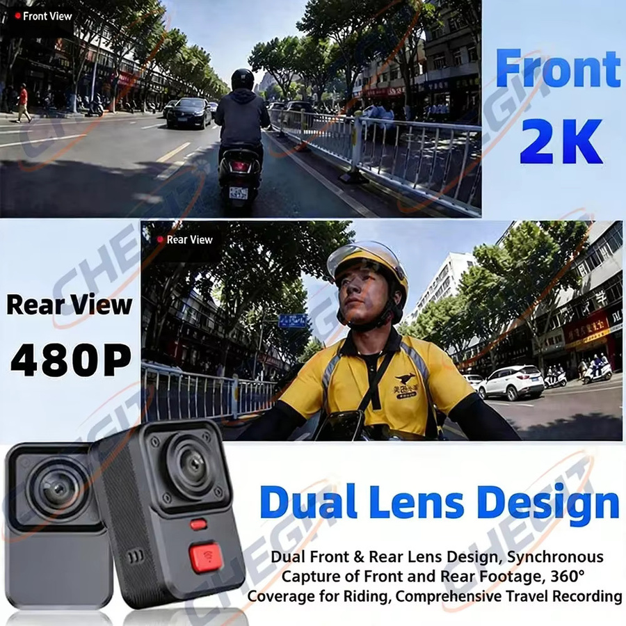 WDSZKMYF Motorrad-Dashcam mit Einzel- oder Doppellinse, wasserdichte Action-Camera mit 2K Front-DVR, 480P Rückkamera, GPS und Nachtsicht, Schwarz - Bild 2