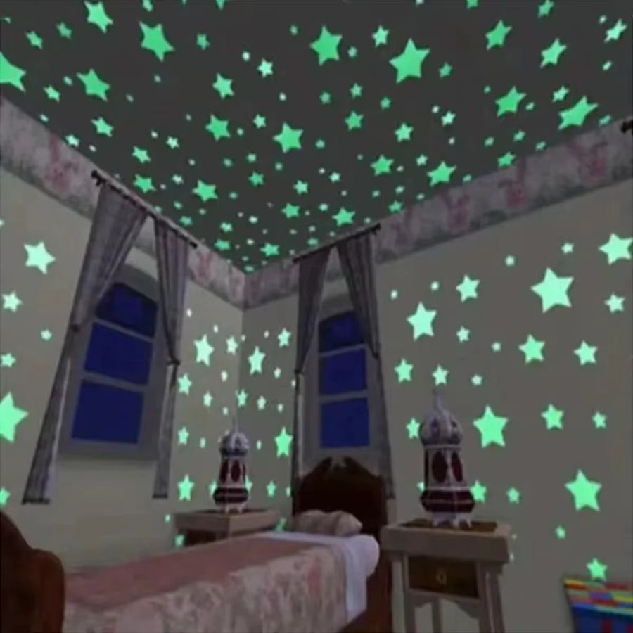 100 Stück fluoreszierende Stern-Aufkleber zum Leuchten für Kinderzimmer und Wände - Bild 2