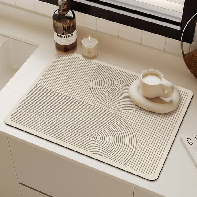 Abtropfmatte für die Küche von WoW Home in Beige, schnelltrocknend und rutschfest, B/T: 40 x 30 cm - Bild 1
