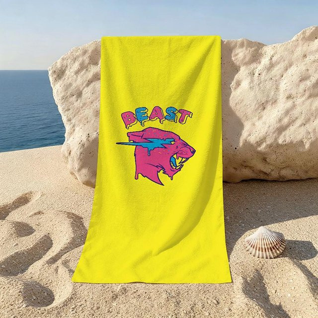 Vlogger M-mrbeast Strandtuch in Gelb für Strand, Yoga und Picknick, B/H: 40 x 70 cm - Bild 1