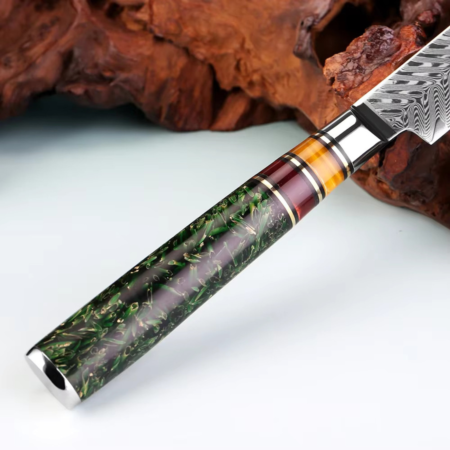 Xituo 5-Zoll Allzweckmesser aus Damaststahl mit Reisschalen-Harz Griff in Multicolour - Bild 5