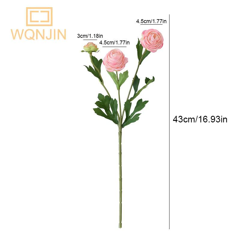 WQNJIN Künstlicher Pfingstrosen-Blumenstrauß im europäischen Stil, Pink, 3 Köpfe - Bild 2