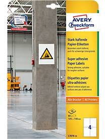 Avery Zweckform Etiketten L7876-20, weiß, 80 Stück, geeignet für Inkjet- und Laserdrucker, 100 % FSC-Papier - Bild 1