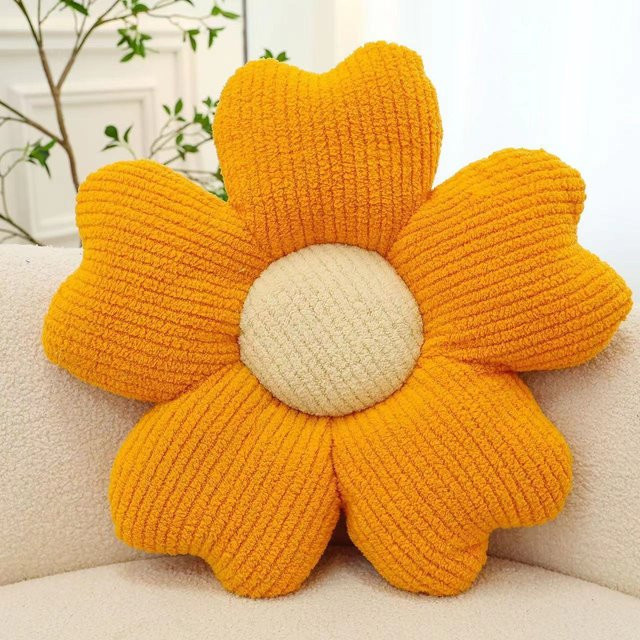 Dekoratives Blumenkissen in Form einer fünfblättrigen Blüte, atmungsaktives Polsterkissen für Sofa oder Bürostuhl, Farbe: Beige, B/T: 50 x 50 cm - Bild 1