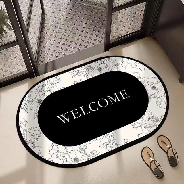 Rutschfeste und saugfähige Kieselgurmatte in Schwarz, ideal als Fußmatte für Eingangsbereich, Badezimmer oder Toilette, B/T: 60 x 40 cm - Bild 1