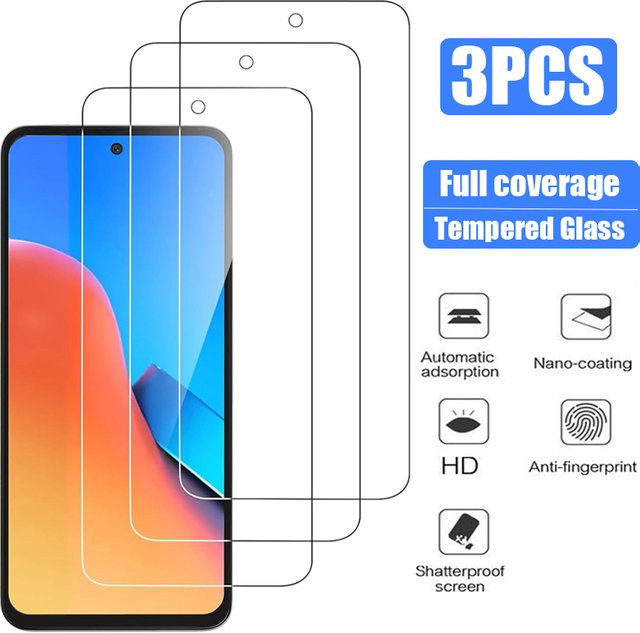 3er-Pack Displayschutzfolie aus gehärtetem Glas für Xiaomi Redmi Note 14 13 12 11 15 Pro 11S 12S 5G sowie Redmi 15C 15 14C 13C 12C 12 in Transparent - Bild 1