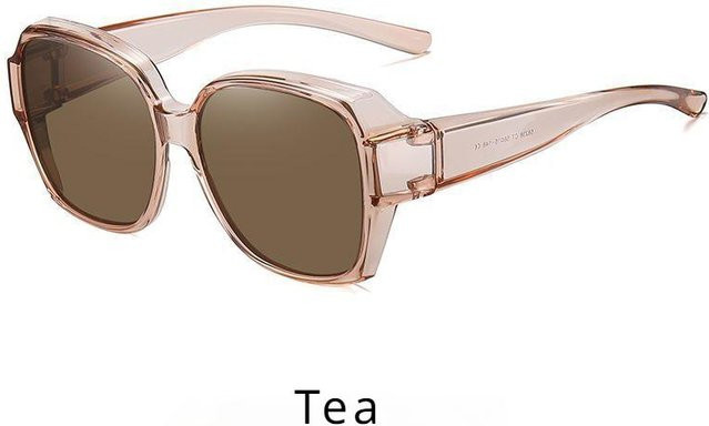 CICI Global Glasses Fitover-Sonnenbrille, rechteckig, Unisex, braun, Kunststoff, Vollrand, polarisiert - Bild 1