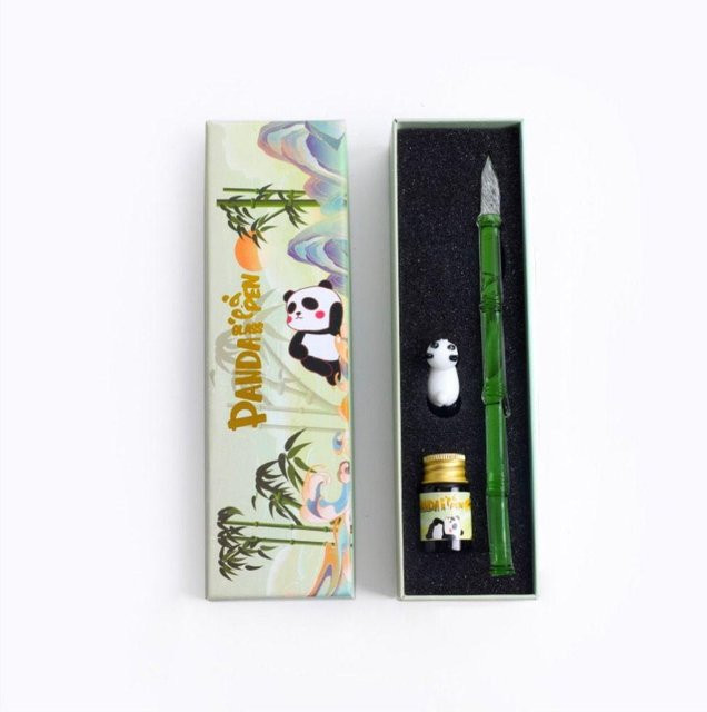 Intellect Kristall Kalligraphie Schreibstift im China-Chic Design, grüner Tauchstift für Damen und Herren - Bild 1