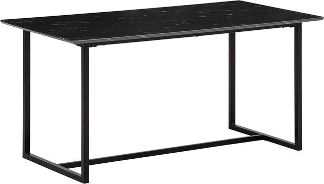 Moderner Esstisch in Marmoroptik Schwarz aus MDF und Eisen, B/T/H: 180 x 90 x 76 cm - Bild 1