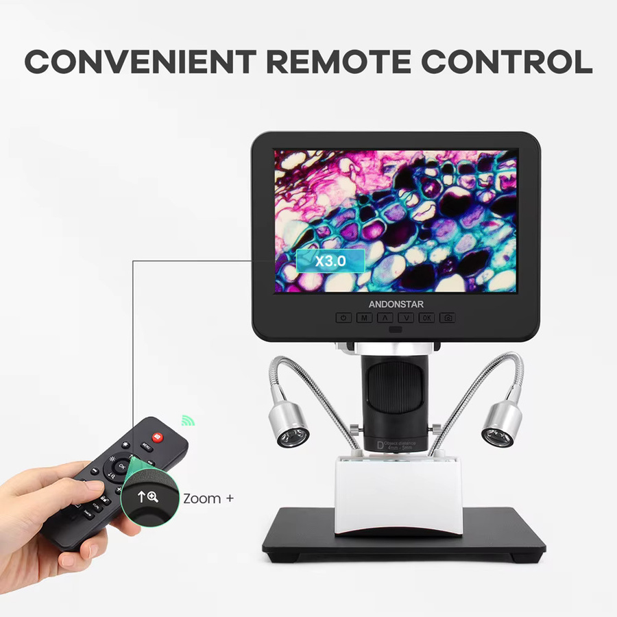 Andonstar AD246SM Trinokular Digitalmikroskop 2160P UHD HDMI mit PC-Anschluss für PCB-Lötprüfung und Telefonreparatur in Schwarz - Bild 4