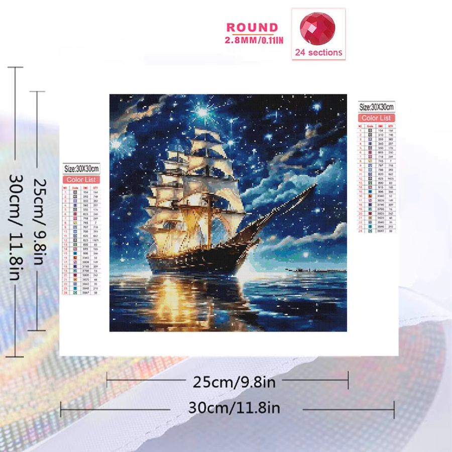 Evershine 5D Diamantgemälde Set Schiff und Meer als rundes Diamant-Mosaik zum Selbermachen - Bild 2