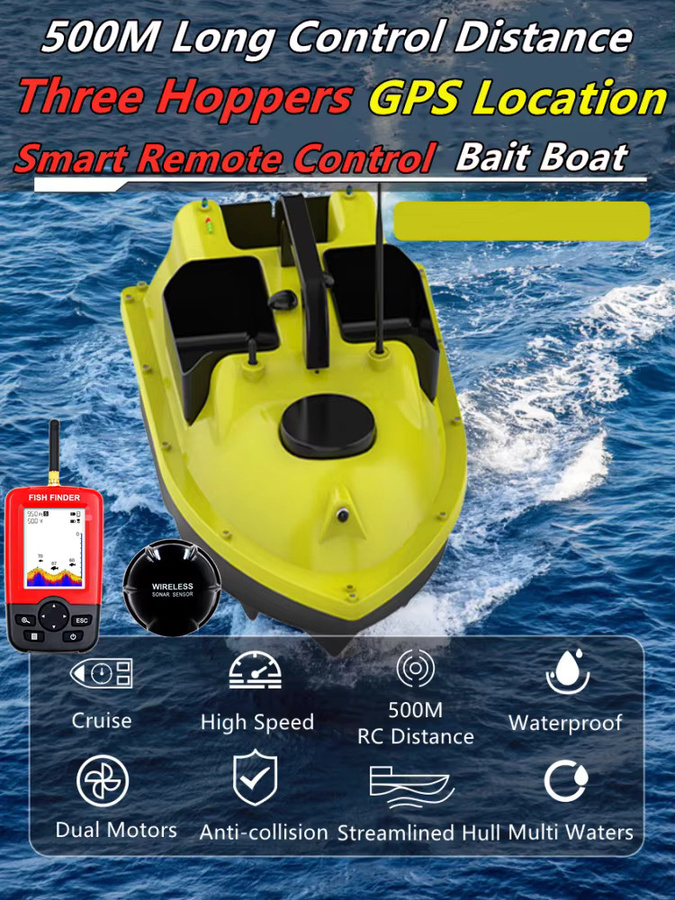 Tccicadas RC Köderboot, mit GPS-Positionierung, Sonar Fischfinder, Drei Futterbehälter, Wasserdichtes RC-Boot - Bild 7