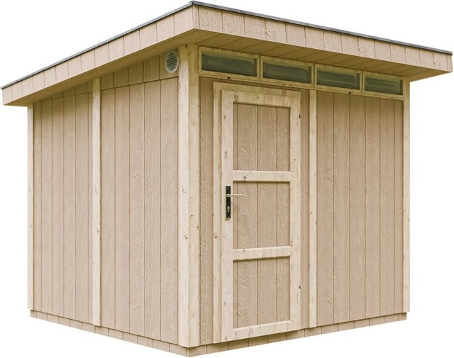Timbela Holz-Gartenhaus M903 mit Flachdach und modernem Design, B/T: 279 x 294 cm - Bild 1