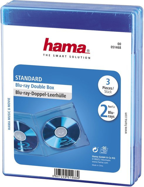 Hama Blu-ray Doppel-Leerhülle Standard, 3er-Pack, Blau - Bild 1
