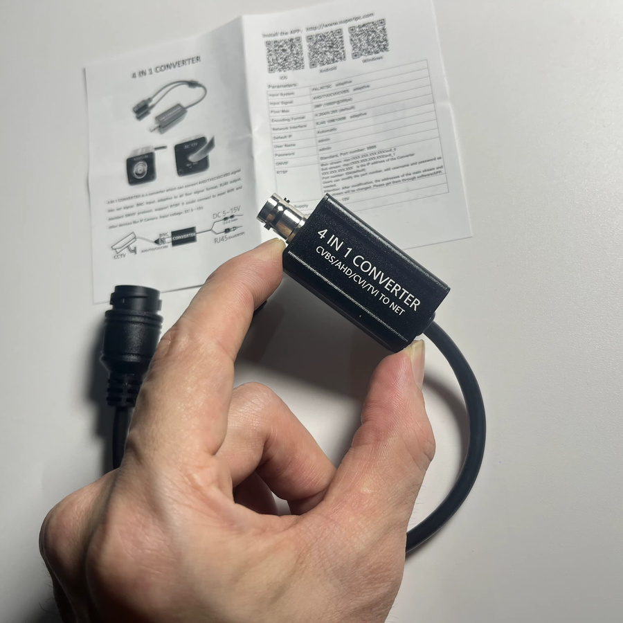 AJXML 4-in-1 Konverter Adapter für Sicherheitsüberwachungs-Videokameras, 1080P AHD CVI TVI CVBS zu IP-System, Schwarz - Bild 3
