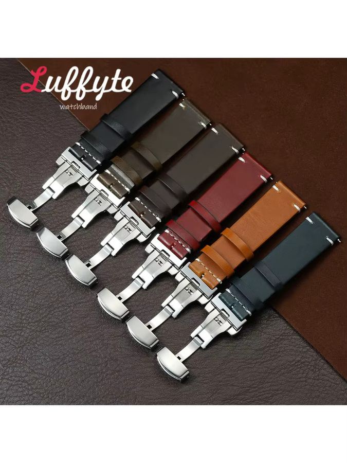 Luffyte Uhrenarmband Ölwachsleder, Schmetterlingsverschluss, Herren - Bild 2
