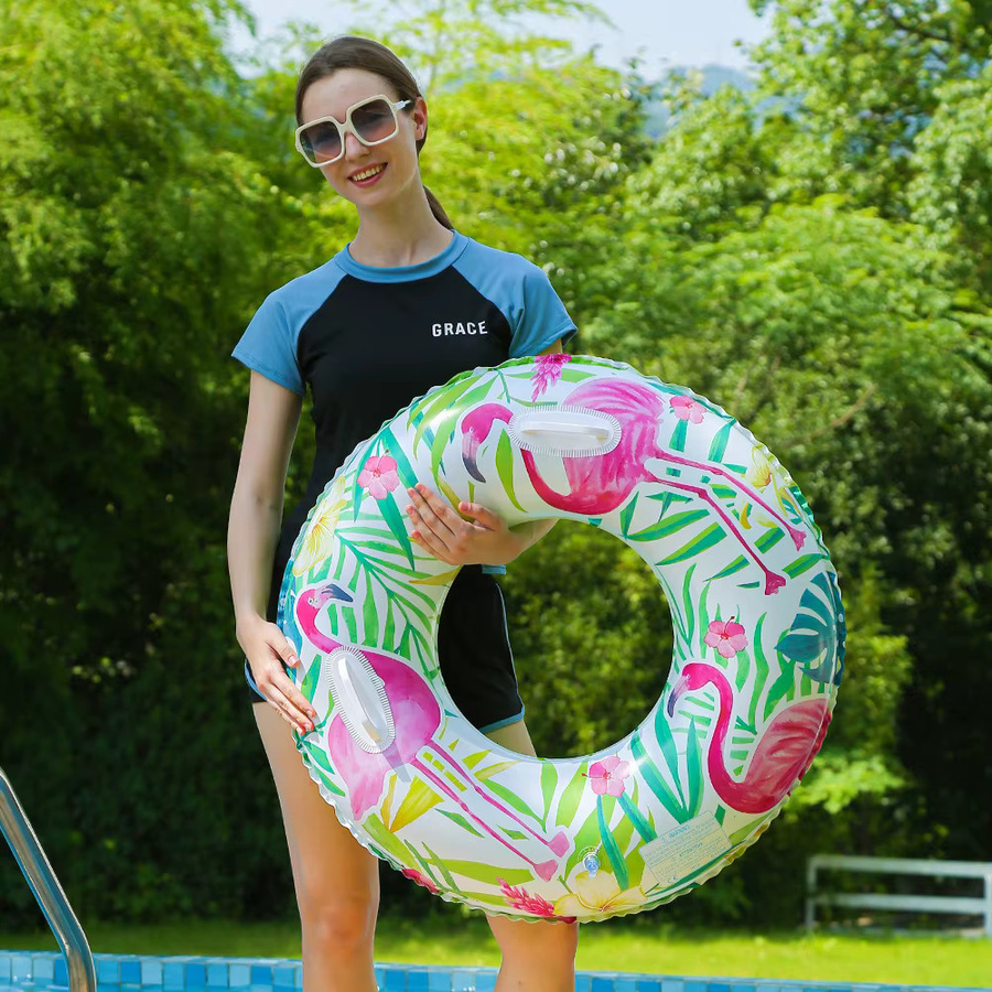 Blattförmiger Schwimmring mit Griff von CatXaa, aufblasbarer Achsel-Schwimmreifen aus PVC in Mehrfarbig für Erwachsene - Bild 3