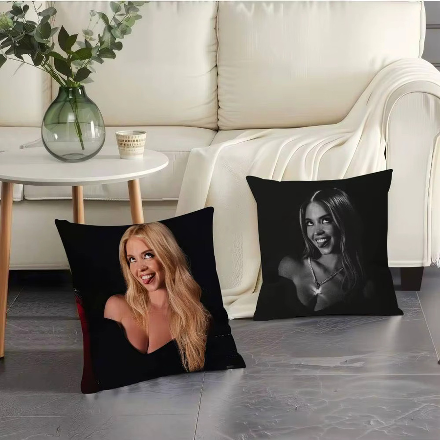Kayou Kissenbezug mit Sydney Sweeney in Schwarz, quadratische Kissenhülle für Sofa und Auto, Breite: 30 cm, Höhe: 30 cm - Bild 3
