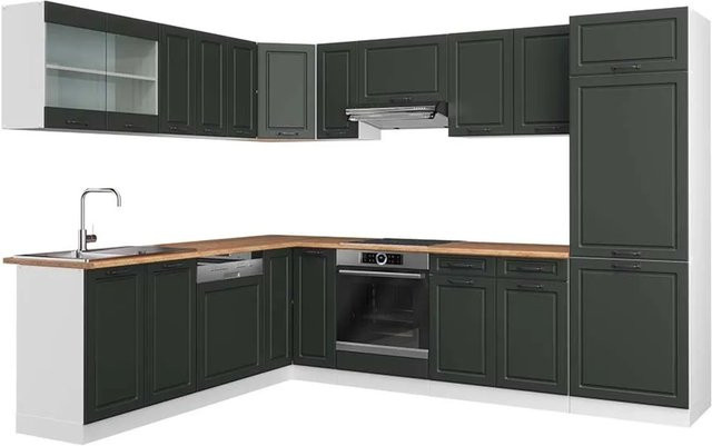 Vicco R-Line Eckküche Landhausstil in Anthrazit und Weiß mit Eiche-Optik B/T/H: 227 x 287 cm - Bild 1