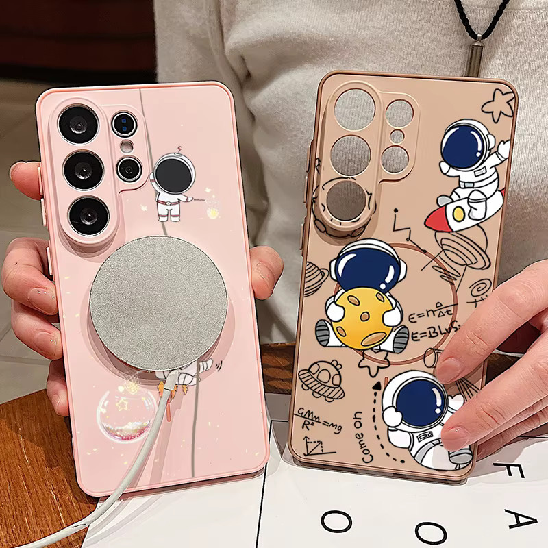 Magnetische Handyhülle mit Astronauten-Muster für Samsung Galaxy S26 S25 S24 S23 S22 Ultra Edge FE A57 A17 A56 A37 A16 A55 A36 von MOESOE in Grau - Bild 3