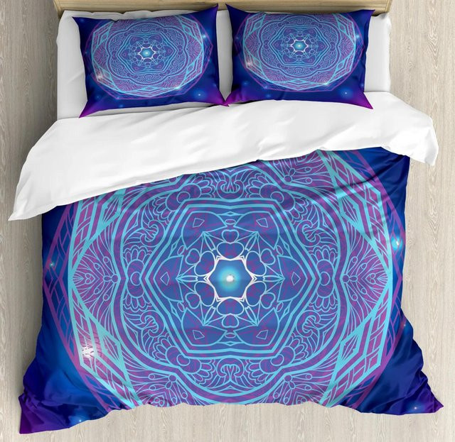 Your Warm Home Boho-Mandala-Bettwäscheset in Blau, 3-teilig mit Bettbezug und Kissenbezügen, B/H: 180 x 210 cm - Bild 1
