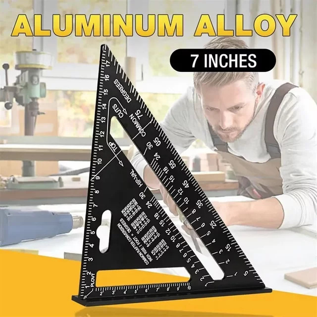 Präzises 7-Zoll-Dreieckslineal aus schwarzer Aluminiumlegierung als quadratischer Winkelmesser für Ingenieure und Zimmerleute - Bild 1