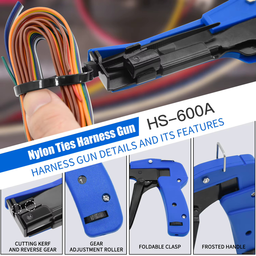 CLAMPLUS Hs-600A Zangenbefestigungs- und Schneidwerkzeug für Nylon-Kabelbinder, Blau, Breite: 2,4–4,6 mm - Bild 4