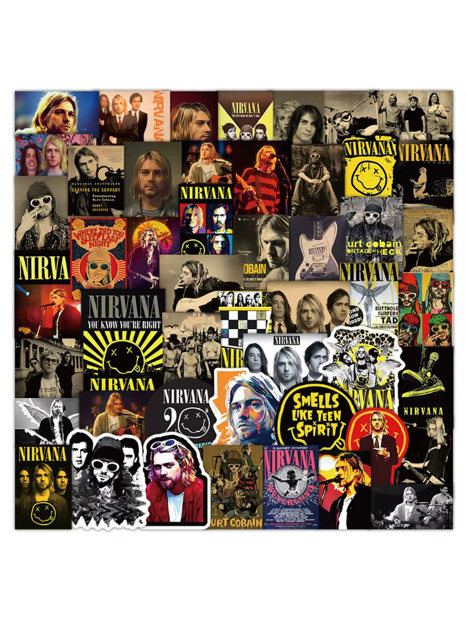 52 Stück Nirvana Band Aufkleber Set in Multicolour für Laptops, Handyhüllen und Gitarren von Papery Pop Store - Bild 6