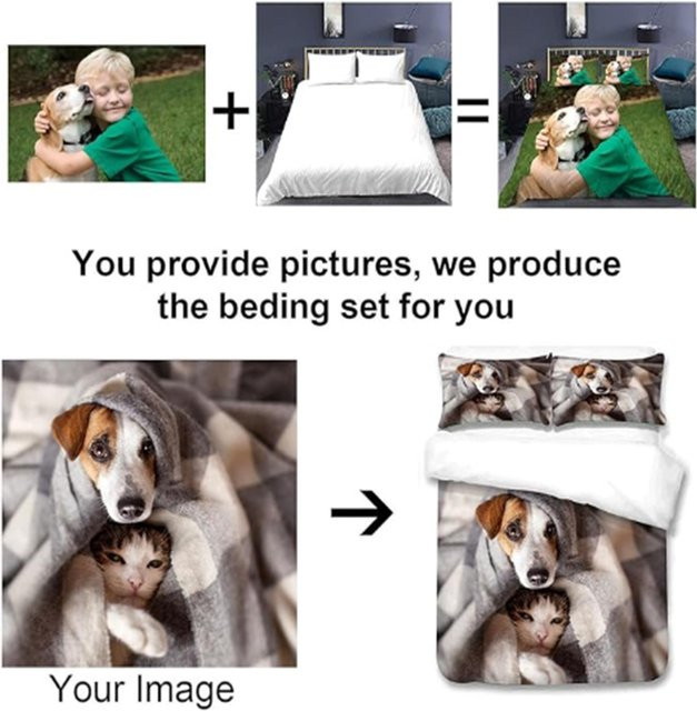 Personalisierte Bettwäsche mit eigenem Foto und Namen von Your Warm Home aus Mikrofaser, Weiß, B/H: 135 x 200 cm - Bild 1