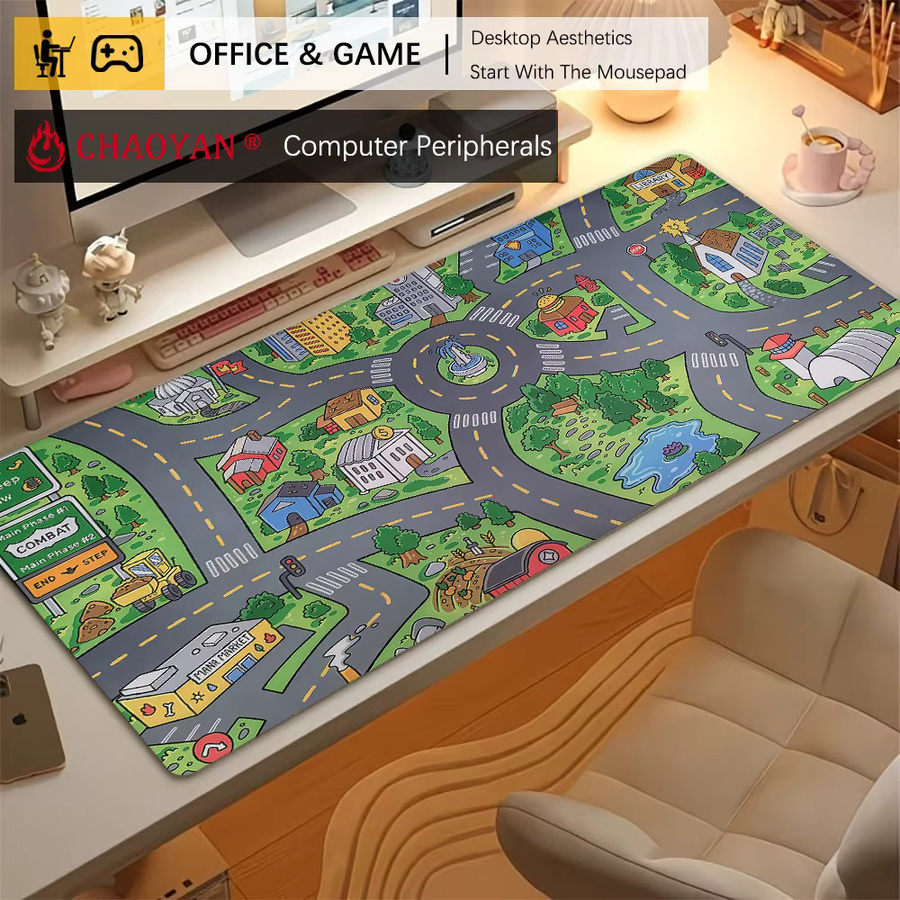 Mairuige Car City Mousepad Old School Childhood City Schreibtischunterlage in Multicolour - Bild 2