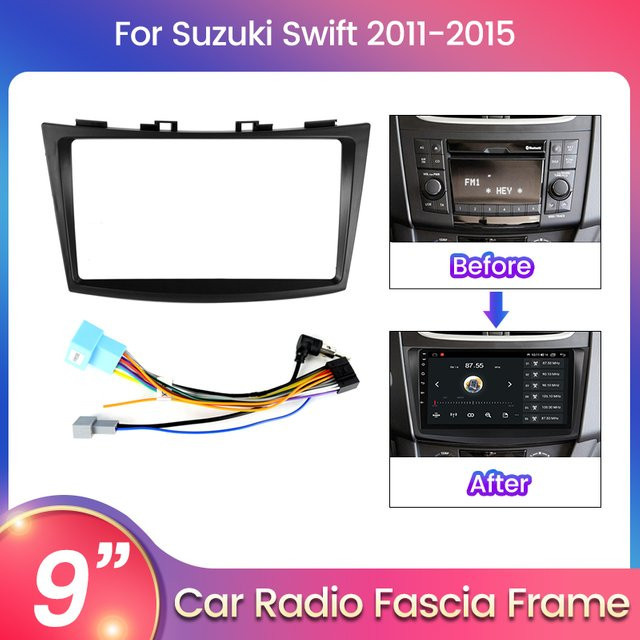 Navifly Multimedia Head Unit Rahmen Fascia Adapter mit Canbus Box Decoder für Suzuki Swift 4 (2011–2016), 9 Zoll, Schwarz - Bild 1