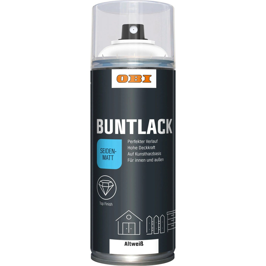 OBI Buntlack Spray Altweiß seidenmatt aus Synthetikharz für Holz, 400 ml - Bild 2