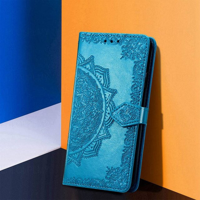 Blaues Leder-Brieftaschen-Etui mit Blumenmuster für Huawei Nova 14i, Honor X7A, X8A, X8B und weitere Modelle - Bild 1