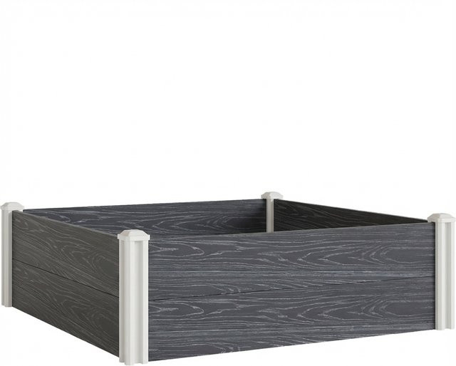 Outsunny Hochbeet aus Vinyl in Dunkelgrau, modulares Steck-Set mit Steckfüßen und offenem Boden für Blumen, Kräuter und Gemüse, B/T/H: 102 x 102 x 33 cm - Bild 1