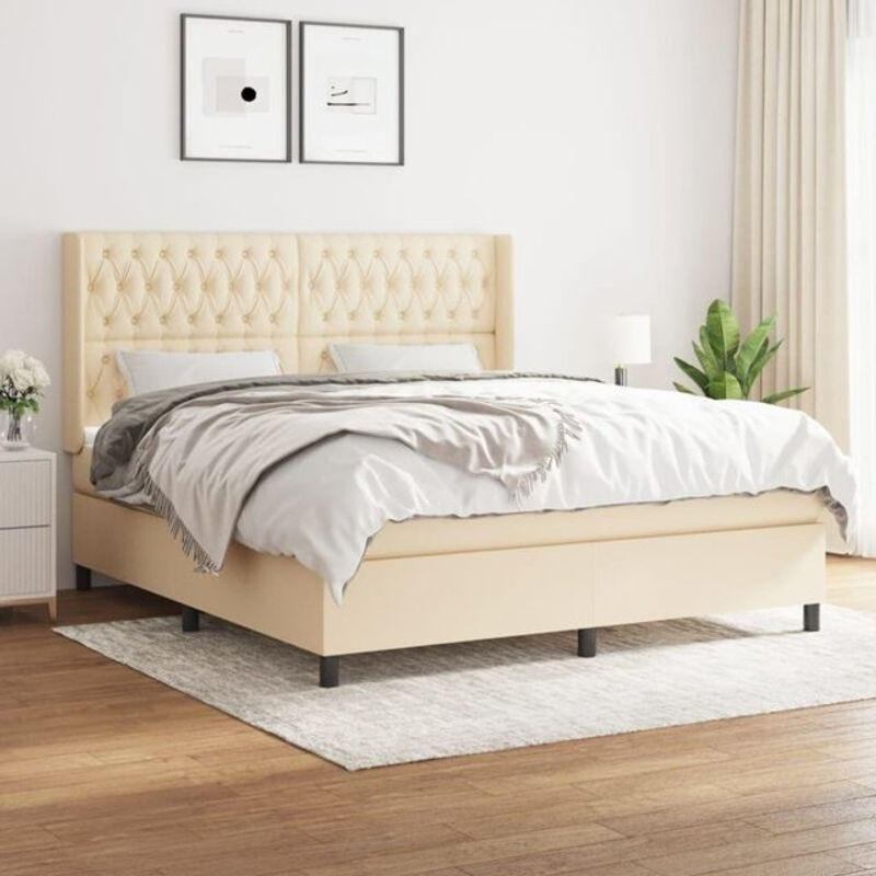 Vidaxl Boxspringbett mit Matratze aus Stoff in Beige, B/T/H: 180 x 200 x 128 cm - Bild 1