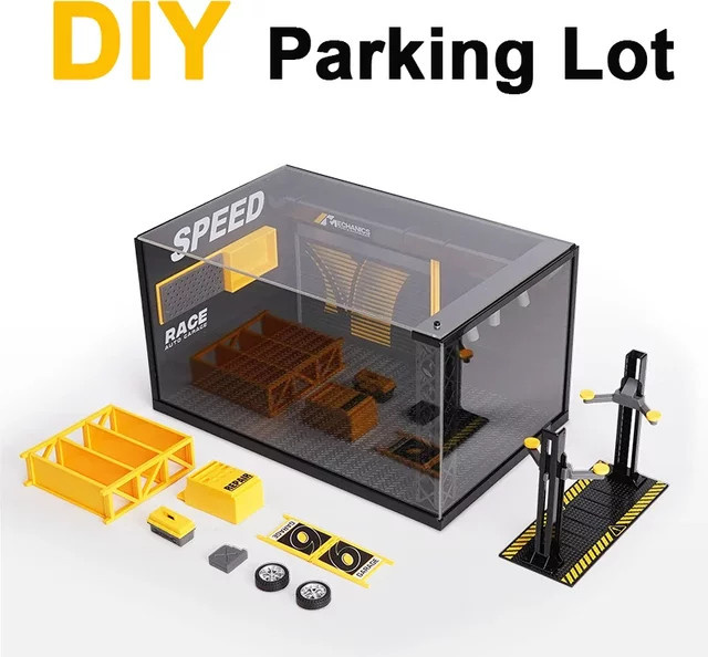 MAKEDA Modell Spielzeug DIY Parkplatz, Acryl Aufbewahrungsbox, transparente Vitrine - Bild 1