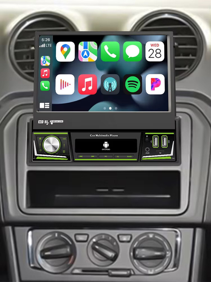ESSGOO Android 15 Autoradio mit 7 Zoll ausklappbarem Touchscreen, 6+128GB, 1 DIN, Kabelloses CarPlay, GPS, WLAN, Bluetooth, Schwarz - Bild 5