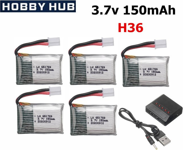 JJRC H36 Lipo-Akku und Ladegerät-Set für RC Quadcopter E010 E011 E012 E013 Furibee F36, 3,7 V 150 mAh - Bild 1