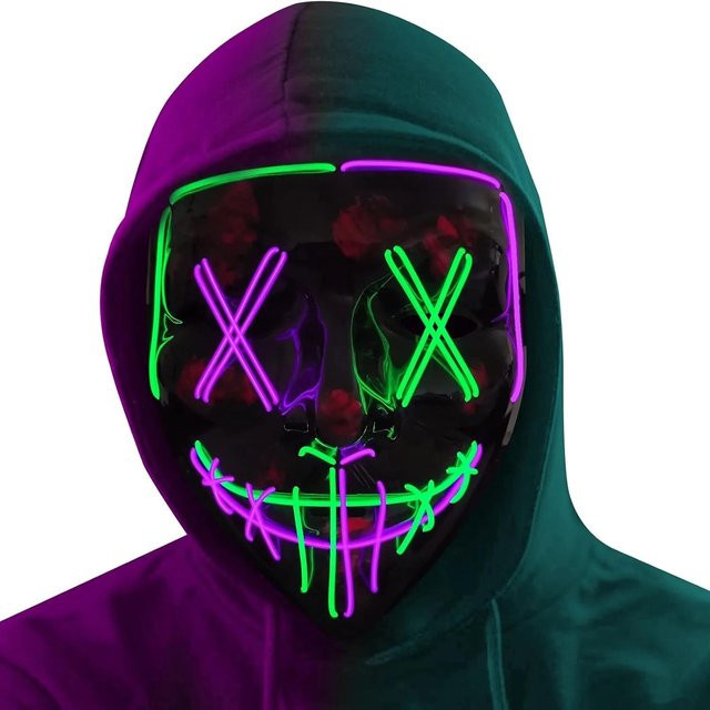 Poptrend Halloween Maske, LED Leuchtmaske, Bunt / Mehrfarbig - Bild 1