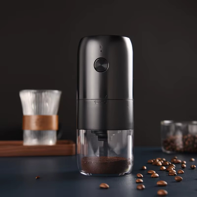 Tragbare elektrische Kaffeemühle von kawu mit Keramik-Kegelmahlwerk, wiederaufladbar via Typ C, Schwarz - Bild 2