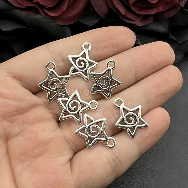 ZBOZWEI Charms Swirl Star Anhänger, Silber, Vintage, Unisex, 17*20mm - Bild 1