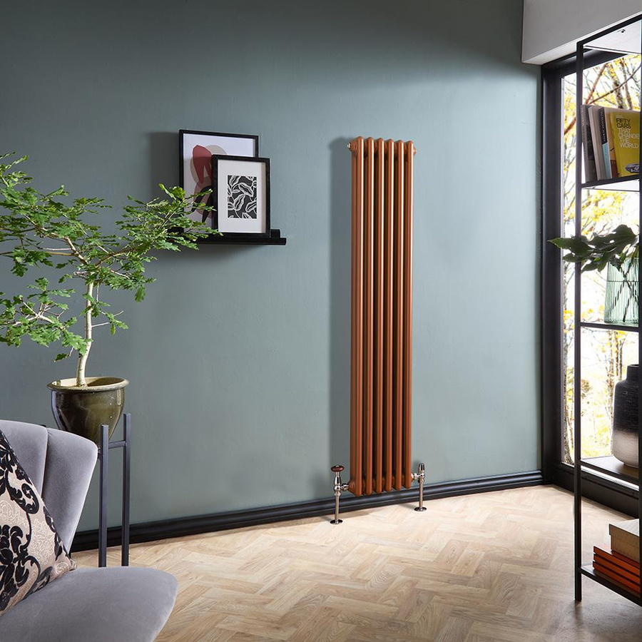 Hudson Reed Gliederheizkörper Regent 2-säulig vertikal in Kupfer, Höhe: 150 cm, Breite: 29 cm - Bild 1