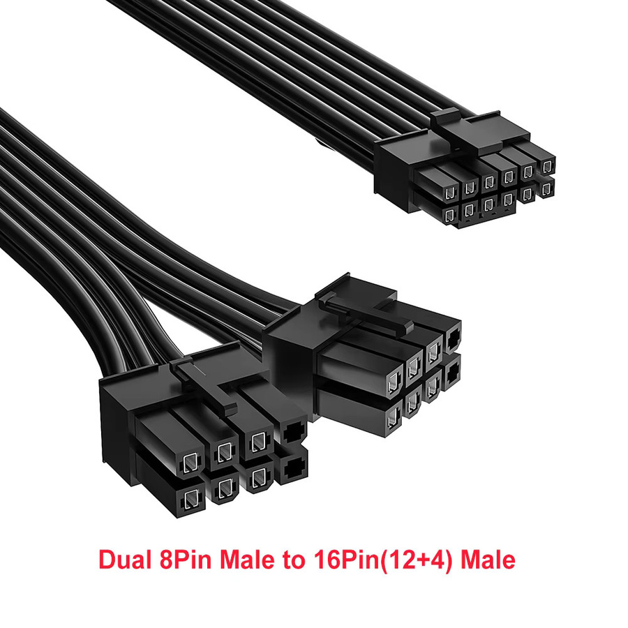 Corsair Premium PCIe 5.0 Gen 5 12V HPWR-Netzteilkabel in Schwarz für Typ-4-Netzteile mit Dual 8-Pin PCIe auf 12+4-Pin Anschluss - Bild 4