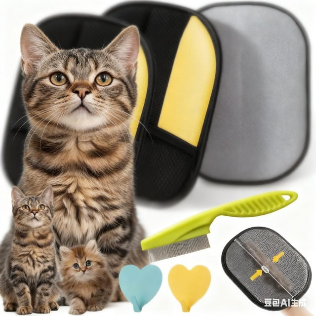 XMSJ Doppelseitiger Tierpflege-Handschuh als Fellentferner und Massage-Tool für Hunde und Katzen sowie Fusselbürste für Möbel und Kleidung - Bild 1