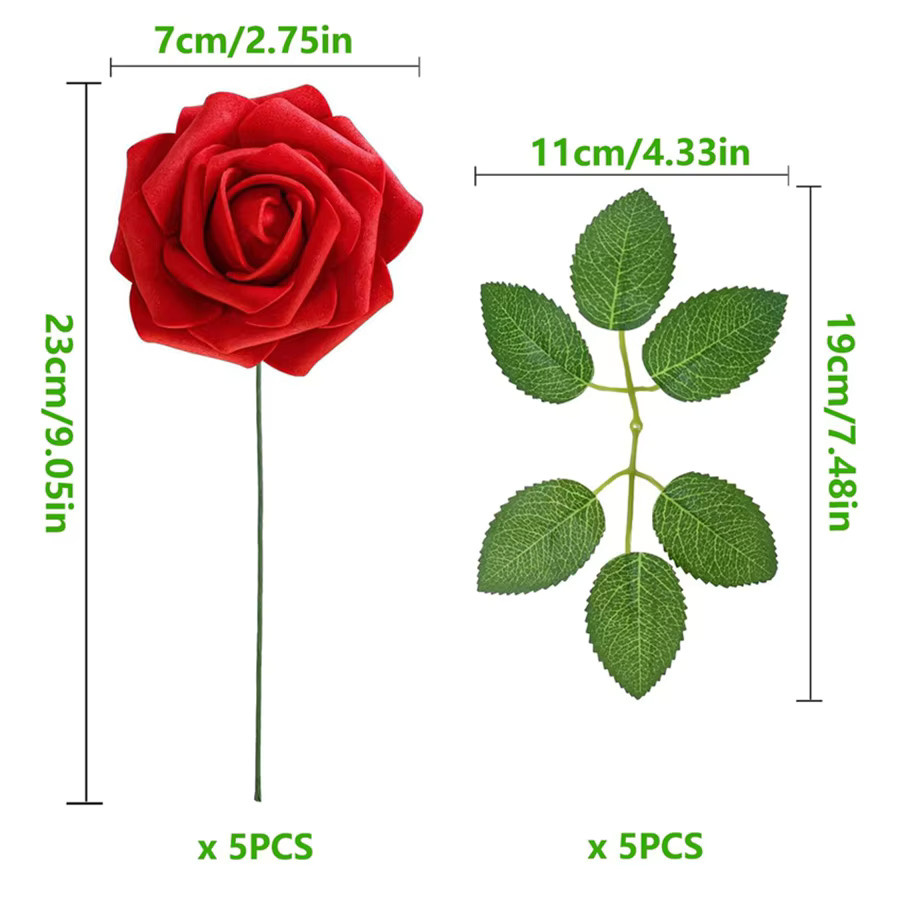 ZQCY Künstliche Rosen aus Schaumstoff in Rot und Lila für Dekorationen und Hochzeiten - Bild 3