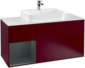 V&B Finion Waschtischunterschrank mit Wandbeleuchtung, Breite: 120 cm, Farbe: Blau matt lackiert - Bild 1