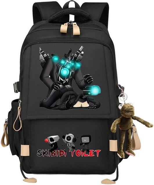 3-teiliges Schulrucksack-Set in Schwarz aus Oxford-Stoff mit großem Fassungsvermögen inklusive Federmäppchen und Schultergurt - Bild 1
